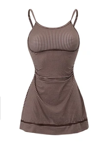 Sirith 2pcs/Set Printed Spaghetti Strap Round Neck + Leggings Casual Sports Dress - Multicolor - View 6