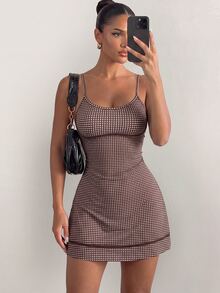 Sirith 2pcs/Set Printed Spaghetti Strap Round Neck + Leggings Casual Sports Dress - Multicolor - View 3