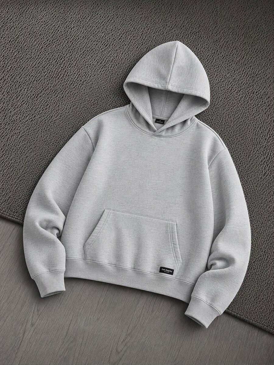 Mainfolk Men's Letter Print Long Sleeve Pocket Casual Hoodie Sweatshirt - Grey - View 1