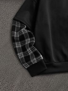 Mainfolk Men's Casual Loose Fit Pullover Hoodie Sweatshirt, Spring/Autumn, Standard Size, Black, Solid Color With 2 In 1 Design - Black - View 4