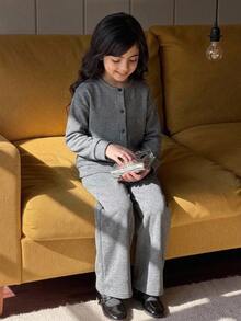 Hapijoa Tween Girl Autumn/Winter Top & Pants Loungewear - Grey - View 12