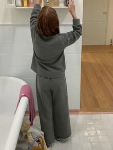 Hapijoa Tween Girl Autumn/Winter Top & Pants Loungewear - Grey - View 5