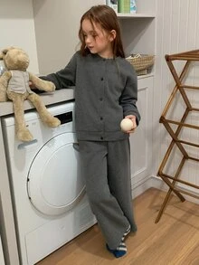Hapijoa Tween Girl Autumn/Winter Top & Pants Loungewear - Grey - View 2