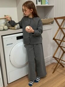 Hapijoa Tween Girl Autumn/Winter Top & Pants Loungewear - Grey - View 6