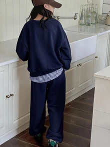 Dazy Kids Girls' Sweatshirt Set, Children's Casual Wear, Spring/Autumn Big Tween Girl' Sports 2 Pieces Set Hoodies - Navy Blue - View 4