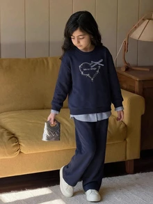Dazy Kids Girls' Sweatshirt Set, Children's Casual Wear, Spring/Autumn Big Tween Girl' Sports 2 Pieces Set Hoodies - Navy Blue - View 9