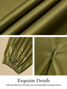 KIORVELLA Plus Size Elegant Asymmetrical Hem Top And Loose Satin Long Pants 2 Pieces Set Formal Party Olive Green Fall - Olive Green - View 6