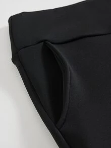 Rusticease Plus Size Black Pocket Leggings Casual Baggy Streetwear Fall Winter 2026 Home Beach - Black - View 5