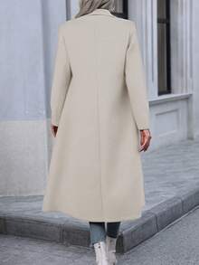 Pariaura Double-breasted Waterfall Collar Woolen Coat - Apricot - View 2