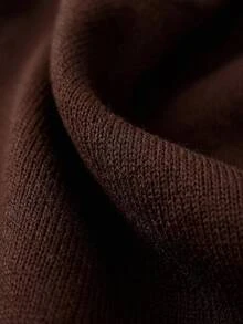 SHEIN Women's Soft Touch Rib Knit Button Front Cardigan And Wide Leg Drawstring Pant Lounge Set - Brown - View 10