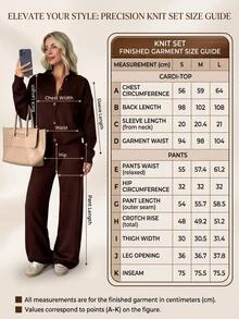 SHEIN Women's Soft Touch Rib Knit Button Front Cardigan And Wide Leg Drawstring Pant Lounge Set - Brown - View 9