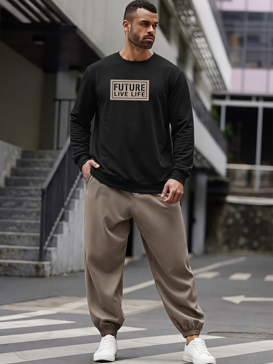 EASEVO Casual Loose Round Neck T-Shirt And Pants Men's Plus Size T-Shirt Set - Multicolor - View 1