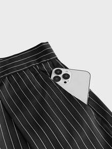 FRESIVO Men's Fashion Commuter Striped Loose Fit Pants - Black and White - View 4