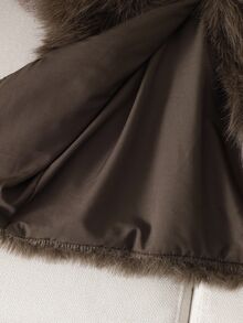 SHEIN 年轻女孩休闲蓬松人造毛皮宽松外套，精致别致的都市风 - 咖啡棕 - 查看 6