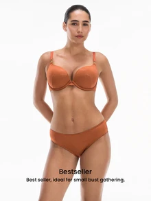 LUVLETTE Foll Print Push-Up T-Shirt Plunge Basic Breezy Comfort Halloween Turmeric Yellow Bra - Ginger - View 6