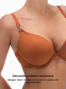 LUVLETTE Foll Print Push-Up T-Shirt Plunge Basic Breezy Comfort Halloween Turmeric Yellow Bra - Ginger - View 5