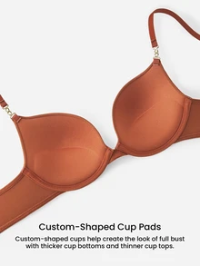 LUVLETTE Foll Print Push-Up T-Shirt Plunge Basic Breezy Comfort Halloween Turmeric Yellow Bra - Ginger - View 8