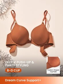 LUVLETTE Foll Print Push-Up T-Shirt Plunge Basic Breezy Comfort Halloween Turmeric Yellow Bra - Ginger - View 1