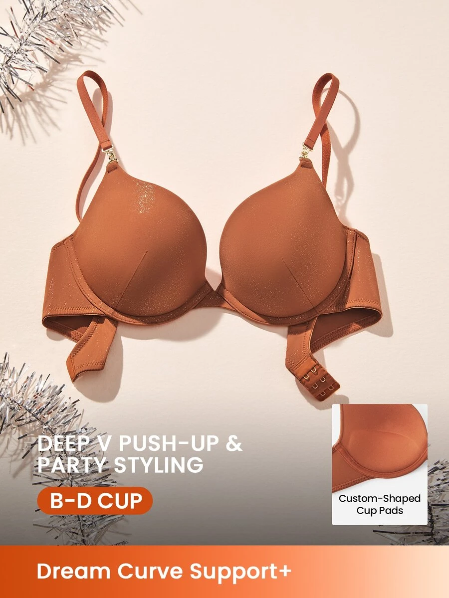 LUVLETTE Foll Print Push-Up T-Shirt Plunge Basic Breezy Comfort Halloween Turmeric Yellow Bra - Ginger - View 1