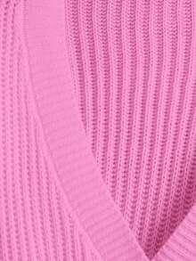 EURMUSE Women's Solid Color Lantern Sleeve Button Front Ribbed Knit Cardigan - Hot Pink - View 5