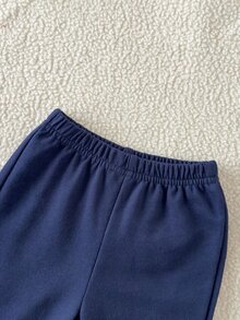 SHEIN 新生兒色塊熊貼布長袖上衣與長褲套裝，100%純棉休閒2件套服飾 - 彩色 - 查看 12