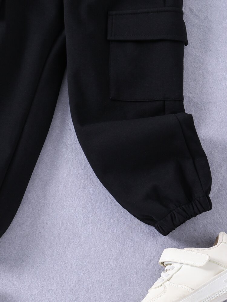 SHEIN Young Girl Casual Versatile Daily Travel Long Pants - Black - View 7