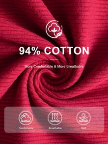 SHEIN Girls' Spring/Autumn Sweet Ruffle Collar Red Cotton Ribbed Long Sleeve Base Layer, Soft Fabric, Back Neck Button For Easy On/Off, Versatile For Vest/Jacket Pairing, Suitable For Shopping, Park, Walking And Outdoor Activities - Red - View 3