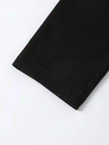 SHEIN Reset Phase 青少年女孩酷感休閒寬鬆百搭優雅 2 合 1 裙褲，適合秋季穿著，完美適用於學校、假期出遊、舞蹈，黑色裙子 - 黑色 - 查看 10