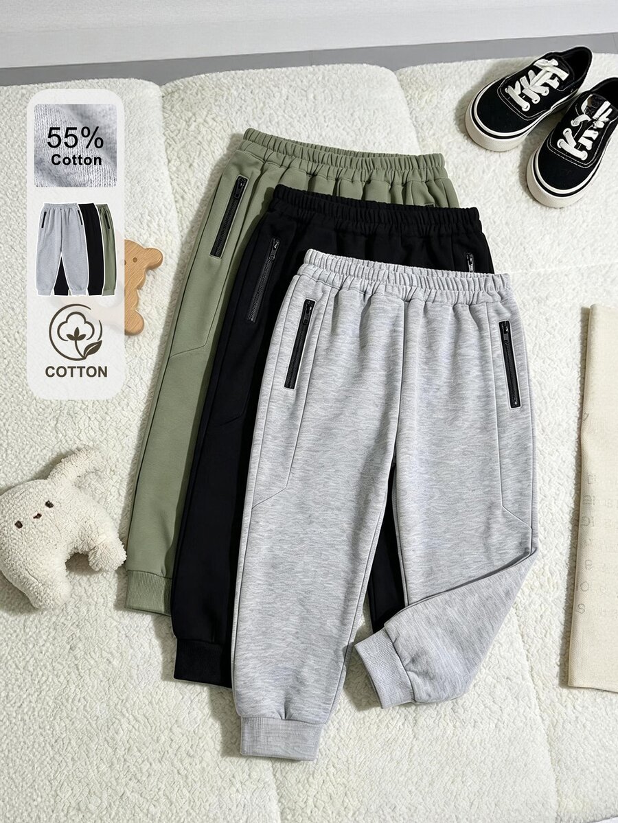 SHEIN Pantalón de chándal tipo jogger casual y versátil para niño joven, otoño e invierno - Multicolor - Ver 1