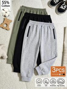 SHEIN Pantalón de chándal tipo jogger casual y versátil para niño joven, otoño e invierno - Multicolor - Ver 10
