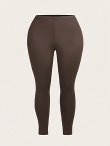 Slaydiva 3pcs/Set Plus Size Casual Soft Leggings In Black, Chocolate Brown Gray Suitable For Summer, And Suitable For Going Out Gym Formal Women's Sportswear - Multicolor - View 7