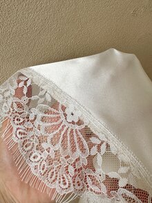 Coastalzia Women's Elegant Sexy Halter Neck Tie Top With Lace Patchwork Night Out White Summer - Apricot - View 3