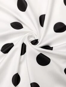 Juhart Plus Size Women Polka Dot Asymmetric Hem T-Shirt - White - View 7