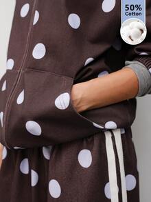 Maija Women's Polka Dot Zipper Casual Retro Versatile Long Sleeve Jacket Everyday Travel Fall - Multicolor - View 6