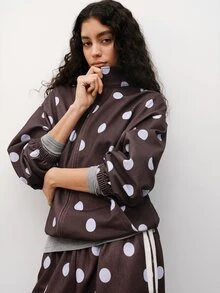 Maija Women's Polka Dot Zipper Casual Retro Versatile Long Sleeve Jacket Everyday Travel Fall - Multicolor - View 9