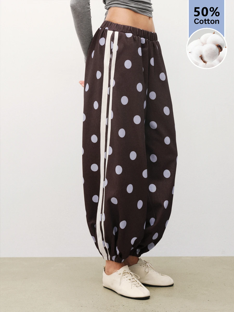 Maija Women's Polka Dot & Striped Print Tapered Leg Pants - Multicolor - View 1