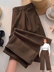 Rusticease Plus Size Brown Pleated Pants Casual Baggy Streetwear Fall Winter 2026 Office - Brown - View 1