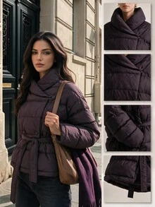 Firerie Women Winter Coats,Autumn,Winter - Red Violet - View 3