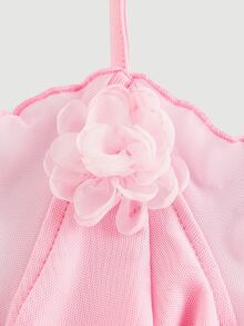 SHEIN MOD Plus Size Romantic Cute Kawaii Pink Ruffled Ribbon 3D Floral Design Halter Neck Top Club Date Night Sexy Going Out Summer - Pink - View 4