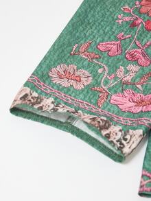 Rusticease Plus Size Embroidered Long Sleeve Fashion Shirt For Vacation Daily Wear Bohemian Formal Green Autumn Casual Boho Traditional Fall - Dark Green - View 6