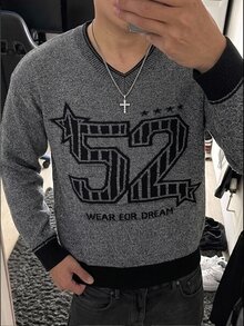 NEOSTRIT Men's Autumn/Winter Digital Pattern V-Neck Long Sleeve Casual Sweater - Multicolor - View 4