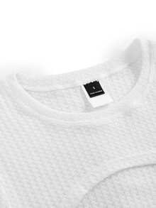 SHEIN Cheerettes 女款極簡短版紋理運動T恤 - 白色 - 查看 5