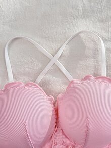 PetitDoll 3pcs/Set Cute Printed Criss-Cross Back Wireless Bras For Women - Multicolor - View 7