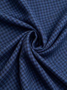 Velvienne Women's Cotton Plaid Casual 80s Daily Autumn Vacation Plus Size Dress - Navy Blue - View 5