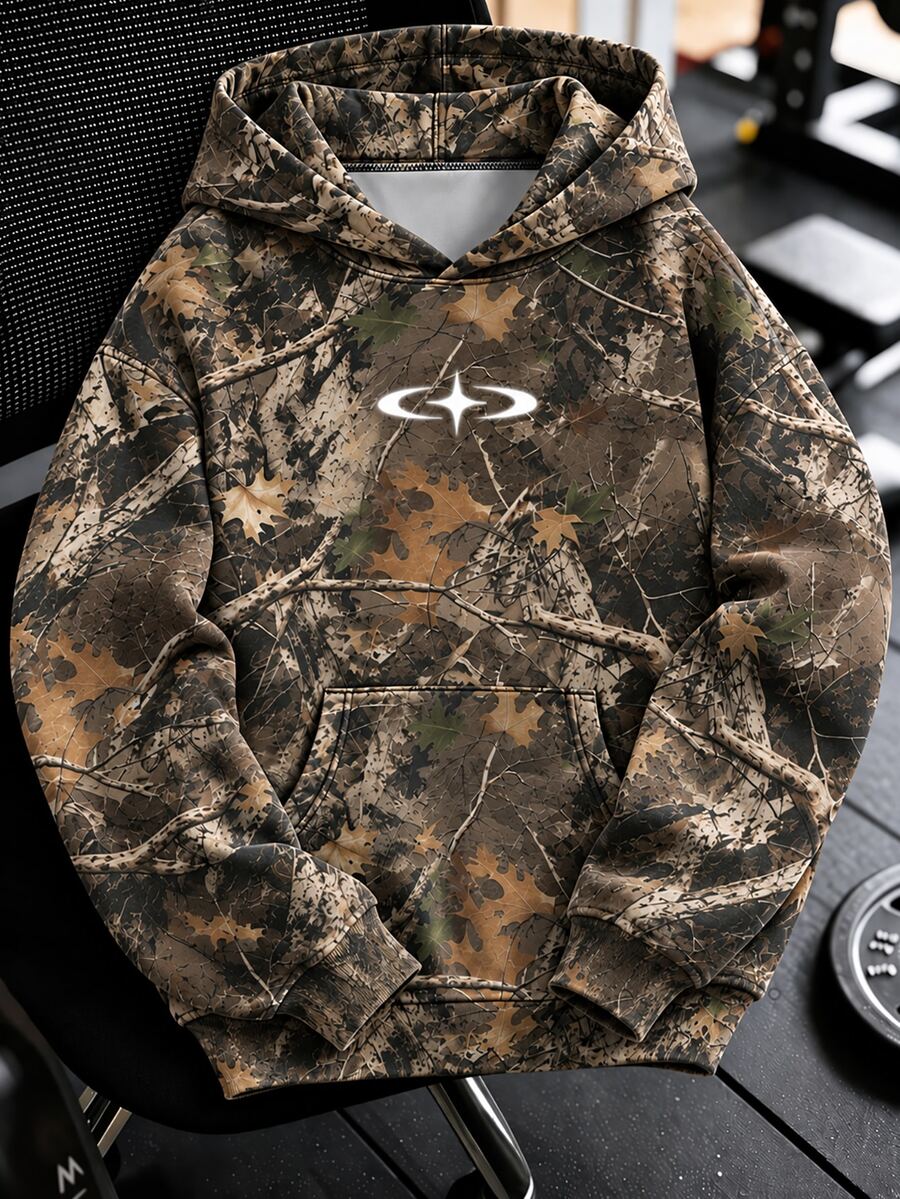 Gym Rark Men's Branch Print Long Sleeve Casual Pocket Sweatshirt Fall, Gym - Multicolor - View 1
