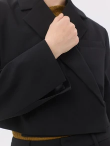 KÆRIA Hus Cropped Blazer - Wool Blend Tailoring - Black -Fully Lined, Tailored, Office, Minimalist - Black - View 10