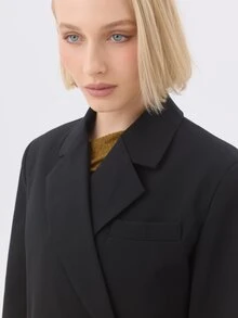 KÆRIA Hus Cropped Blazer - Wool Blend Tailoring - Black -Fully Lined, Tailored, Office, Minimalist - Black - View 9