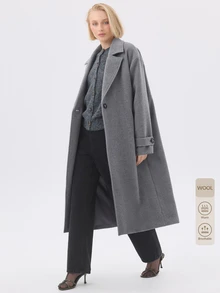 KÆRIA Hus Relaxed Single-Breasted Long Coat - Brushed Coating - Grey Marle - Minimalist, Tailored, Cuff Tabs - Multicolor - View 9