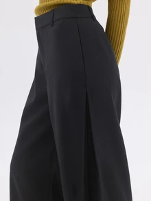 KÆRIA Hus High Waist Deep Pleat Wide Leg Trousers - Fluid Tailoring - Black - Tailored, Office, Modern - Black - View 6