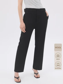 KÆRIA Hus Buckle-Waist Cropped Trousers - Compact Comfort Stetch Tailoring - Black - Workwear, Preppy, Minimal - Black - View 9